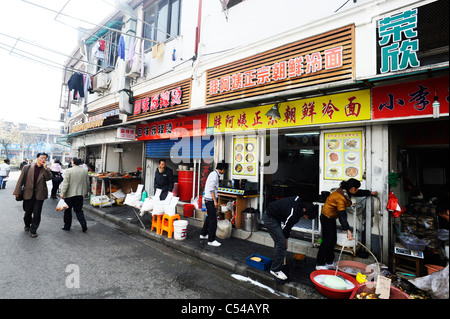 A typical street scene in Old Shanghai Stock Photo