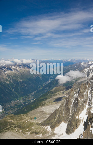 Chamonix Valley from Aiguille Du Midi, Chamonix, France, Mont Blanc Massif, Alps Stock Photo