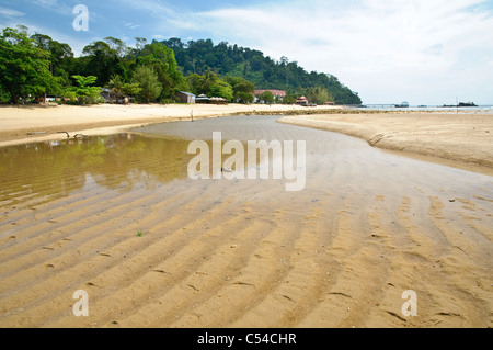 Beach of Paya with wave patterns at ebb, Pulau Tioman Island, Malaysia, Southeast Asia, Asia Stock Photo
