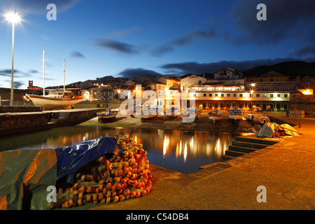 The harbour of Vila Franca do Campo at twilight. Sao Miguel island, Azores islands, Portugal. Stock Photo