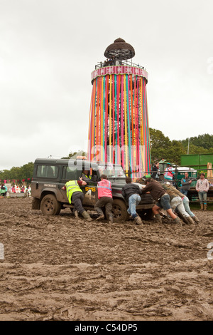 The park stage viewing tower, Glastonbury Festival 2011, Somerset, England, United Kingdom. Stock Photo