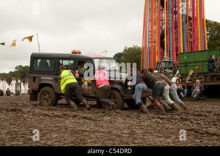 The park stage viewing tower, Glastonbury Festival 2011, Somerset, England, United Kingdom. Stock Photo