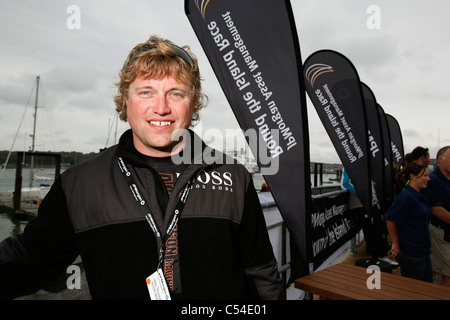 Hugo Boss, Alex Thomson, Patrick Eden ©2008, Round the Island Race 2008, Cowes, Isle of Wight, England, UK Stock Photo