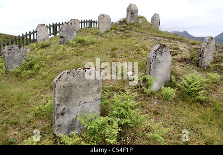 The graves of navvies who died during the construction of the Blackwater Reservoir near Kinlochleven in the Scottish Highlands in the early 1900's. Stock Photo