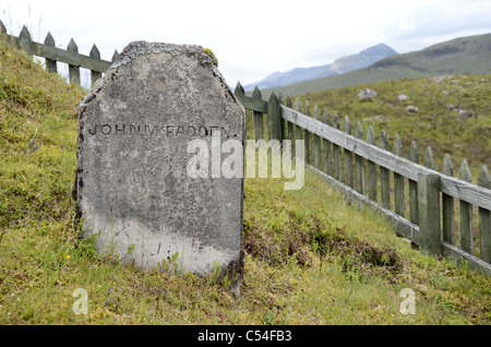 The grave of a worker who died during the construction of the Blackwater Reservoir near Kinlochleven in the Scottish Highlands in the early 1900's. Stock Photo