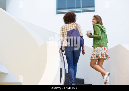 University students walking up on the staircase in university