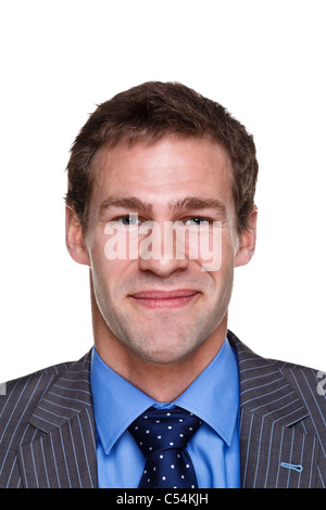 Photo of a businessman with a happy expression on his face, headshot isolated on a white background. Part of a series. Stock Photo