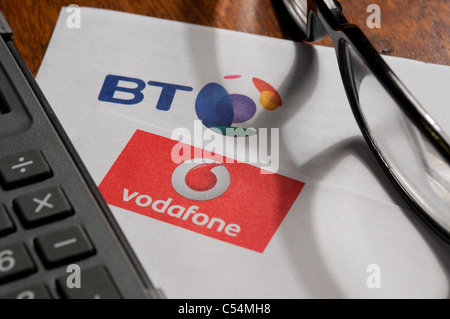 british telecom and vodafone bills Stock Photo