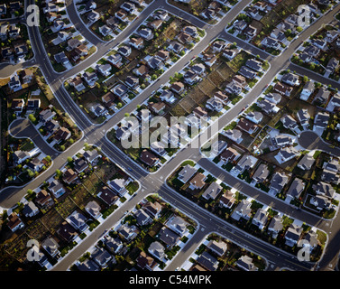 Aerial view of row houses in a suburban area, California, USA Stock Photo