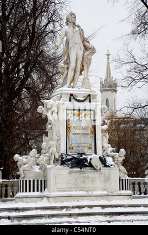 Vienna - Mozart landmark in winter Stock Photo