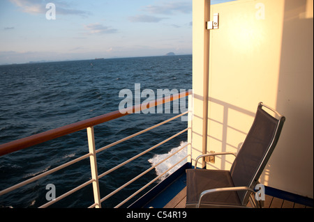 Chair on the deck of cruise ship Silver Shadow, East China Sea Stock Photo