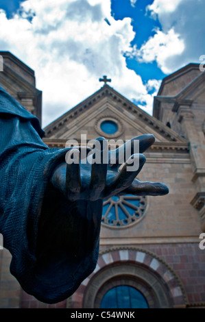 Statue in front of a cathedral, St. Francis Cathedral, Santa Fe, New Mexico, USA Stock Photo