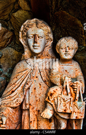 Statue of Virgin Mary with Jesus Christ in a cathedral, St. Francis Cathedral, Santa Fe, New Mexico, USA Stock Photo