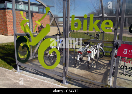 Borrow a bicycle for free scheme at railway station in Winchester, England, UK Stock Photo