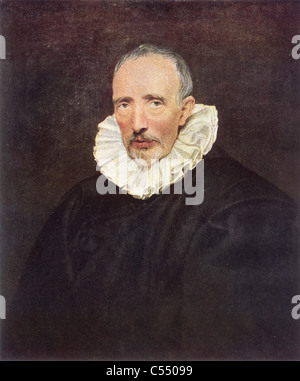 Portrait of Cornelius Van Der Geest by Sir Anthony Van Dyck; Late Flemish School; Oil on wood Stock Photo