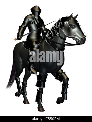 The Black Knight on Horseback Stock Photo