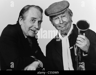 Entertainers and actors Leonard Sachs (left) and Clive Dunn photographed in the 1980s Stock Photo