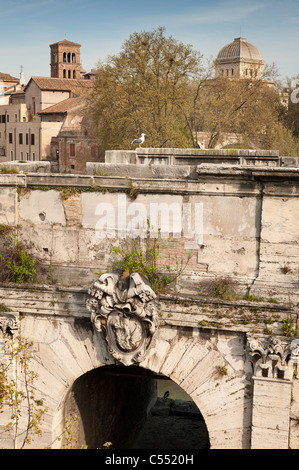 Ponte Rotto photographed from Ponte Palatino. Stock Photo