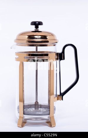 A Pyrex cafetiere for making coffee on a white background Stock Photo