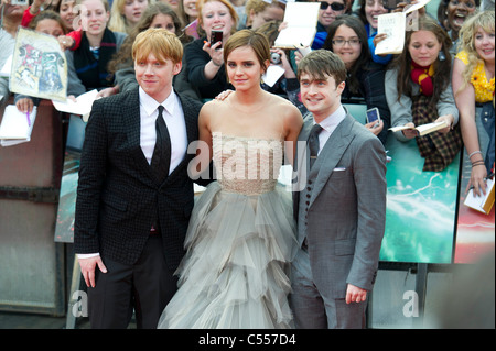 Rupert Grint, Emma Watson and Daniel Radcliffe 'Harry Potter and the Deathly Hallows: Part 2' World Premiere - Arrivals Stock Photo