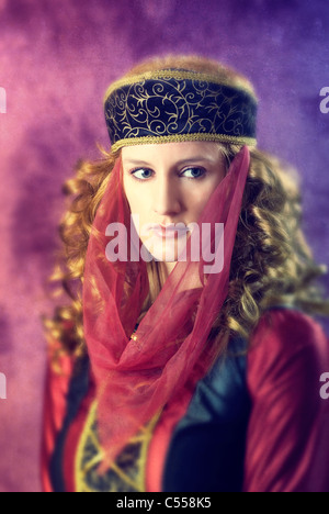 medieval woman looking away Stock Photo