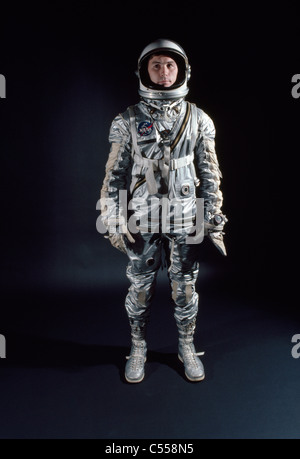 Portrait of male astronaut wearing space suit Stock Photo