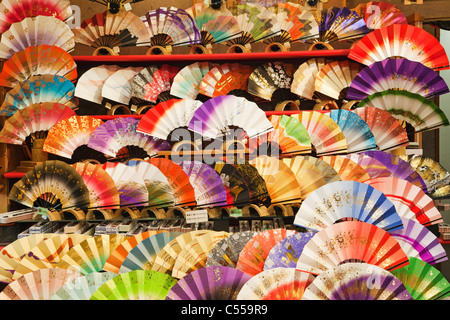 Japanese folding fans for sale, Kyoto Prefecture, Kinki Region, Honshu, Japan Stock Photo