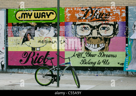 Graffiti on a brick wall in the West Village of New York City Stock Photo