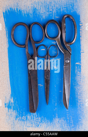 Three different scissors Stock Photo