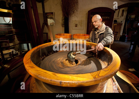 The Netherlands, Doesburg, Mustard museum. Making mustard. Stock Photo