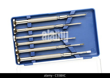Mini screwdrivers set on a white Stock Photo