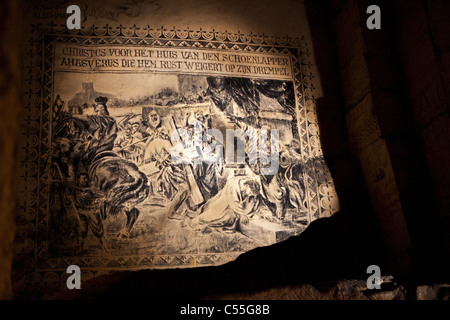 The Netherlands, Maastricht, Charcoal drawing in caves of Sint Pietersberg. Stock Photo