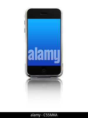 Mobile phone photo isolated on white background, conceptual image of communication & business Stock Photo