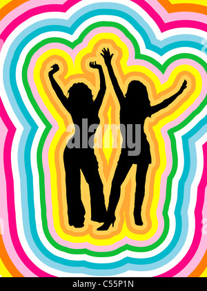 Silhouettes of females dancing Stock Photo - Alamy