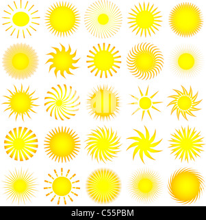 Lots of different sun icons Stock Photo