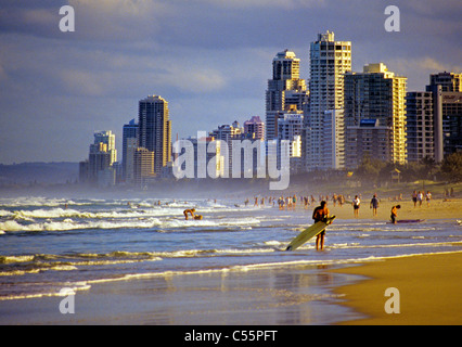 Beach at Surfers Paradise on Queensland's Gold Coast Stock Photo