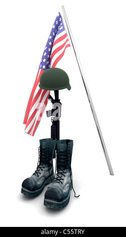 3D render of fallen soldier tribute Stock Photo