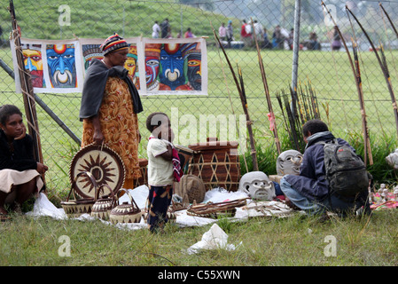 Souvenirs for sale at the Mt. Hagen Cultural Show in Papua New Guinea Stock Photo