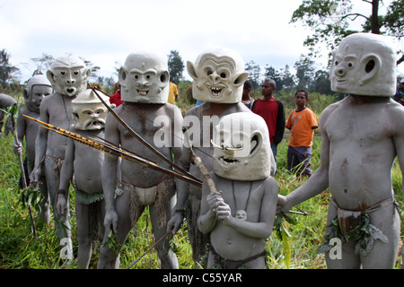 Asaro Mudmen in Papua New Guinea Stock Photo