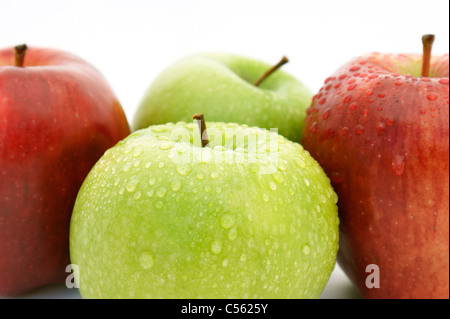 Freshly washed red and green apples Stock Photo