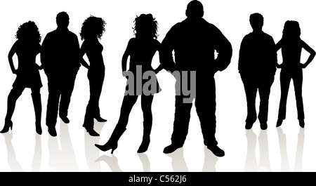 Silhouettes of young people Stock Photo