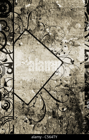 Abstract floral design on grunge style background Stock Photo - Alamy