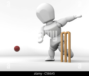 3D render of a man playing cricket Stock Photo