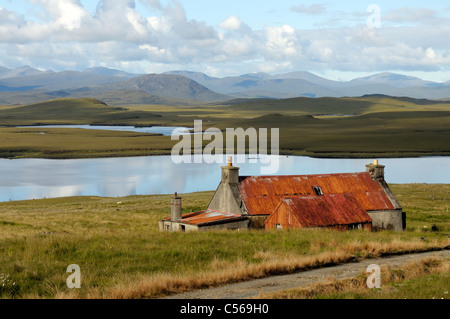 Derelict croft house on the Isle of Lewis Stock Photo