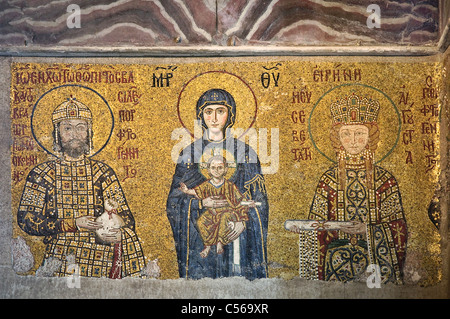The Comnenus mosaic in Hagia Sophia Museum, Istanbul, Turkey Stock Photo