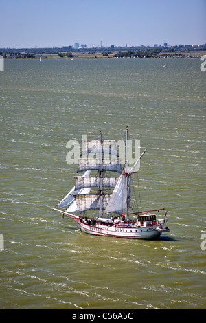 The Netherlands, Marken, traditional sailing boat on lake called IJsselmeer Stock Photo