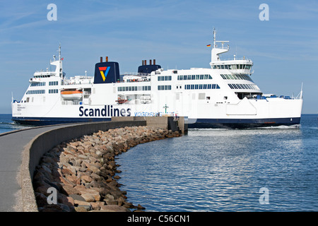 car ferry from Denmark, arriving at Puttgarden, Fehmarn Island, Schleswig-Holstein, Germany Stock Photo