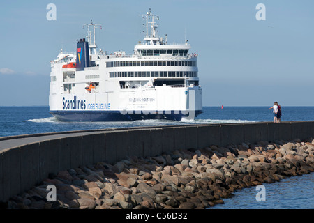 car ferry from Denmark arriving at Puttgarden, Fehmarn Island, Schleswig-Holstein, Germany Stock Photo