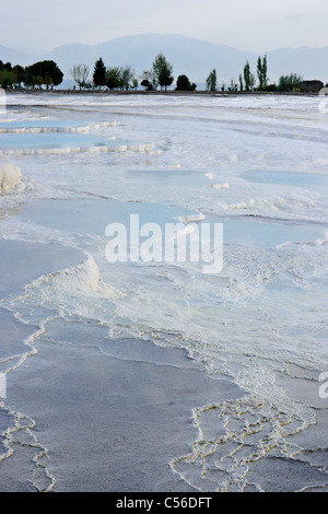 Travertine terraces at Hierapolis-Pamukkale, Turkey Stock Photo