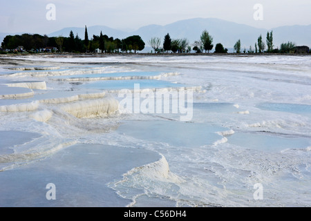 Travertine terraces at Hierapolis-Pamukkale, Turkey Stock Photo